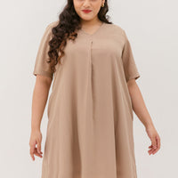 Leah V-Neck Shift Dress In Oat