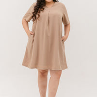 Leah V-Neck Shift Dress In Oat