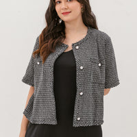 Ciara Button Tweed Jacket In Black