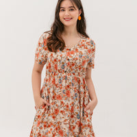 Estelle Bohemian Floral Dress In Cream