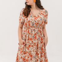 Estelle Bohemian Floral Dress In Cream