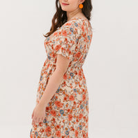 Estelle Bohemian Floral Dress In Cream