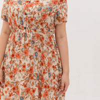 Estelle Bohemian Floral Dress In Cream
