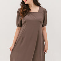 Adele Square Neckline Dress In Mocha