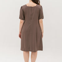 Adele Square Neckline Dress In Mocha
