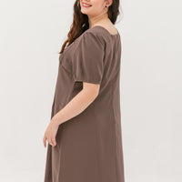 Adele Square Neckline Dress In Mocha