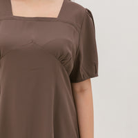 Adele Square Neckline Dress In Mocha