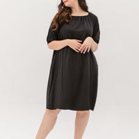 Eleanor Elastic Neckline Shift Dress In Black