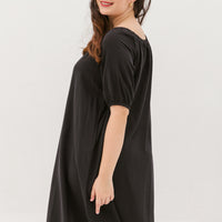 Eleanor Elastic Neckline Shift Dress In Black