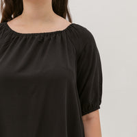 Eleanor Elastic Neckline Shift Dress In Black
