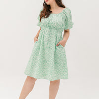 Sophia Textured Tie Dress In Spring Green