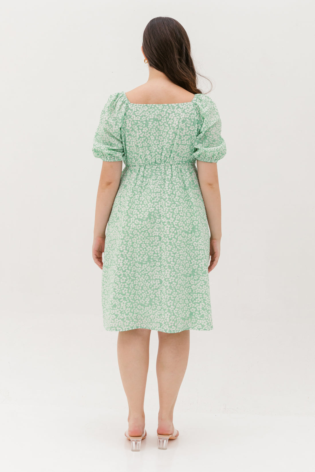 Sophia Textured Tie Dress In Spring Green