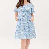 Sophia Textured Tie Dress In Sweet Blue