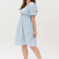 Sophia Textured Tie Dress In Sweet Blue