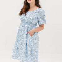Sophia Textured Tie Dress In Sweet Blue