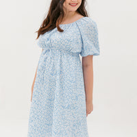 Sophia Textured Tie Dress In Sweet Blue