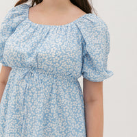 Sophia Textured Tie Dress In Sweet Blue