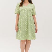 Cherie Textured Dress In Tea Green Daisy