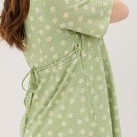 Cherie Textured Dress In Tea Green Daisy