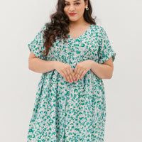 Hannah Babydoll Dress In Green-Blue