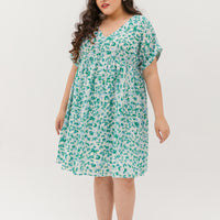 Hannah Babydoll Dress In Green-Blue