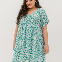Hannah Babydoll Dress In Green-Blue
