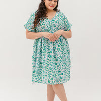 Hannah Babydoll Dress In Green-Blue
