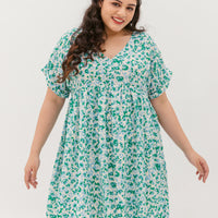 Hannah Babydoll Dress In Green-Blue