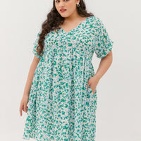 Hannah Babydoll Dress In Green-Blue