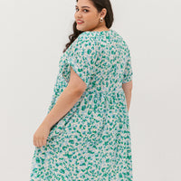 Hannah Babydoll Dress In Green-Blue
