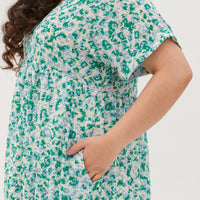 Hannah Babydoll Dress In Green-Blue