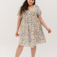 Hannah Babydoll Dress In Yellow-Blue