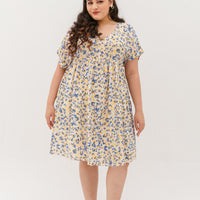 Hannah Babydoll Dress In Yellow-Blue