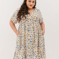 Hannah Babydoll Dress In Yellow-Blue