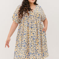 Hannah Babydoll Dress In Yellow-Blue