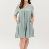 Leah V-Neck Shift Dress In Powder Blue