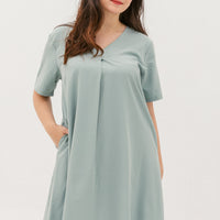 Leah V-Neck Shift Dress In Powder Blue