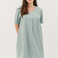 Leah V-Neck Shift Dress In Powder Blue
