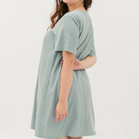 Leah V-Neck Shift Dress In Powder Blue