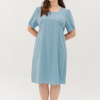 Adele Square Neckline Dress In Light Blue