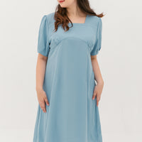 Adele Square Neckline Dress In Light Blue