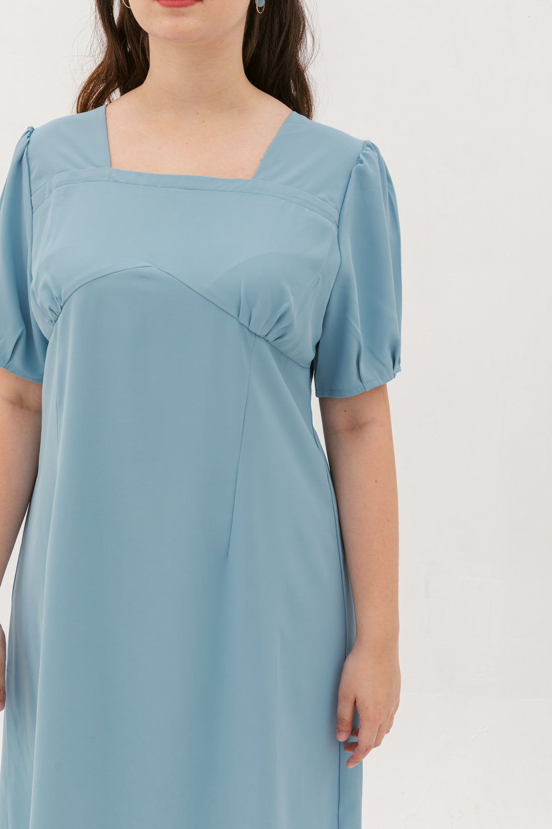 Adele Square Neckline Dress In Light Blue