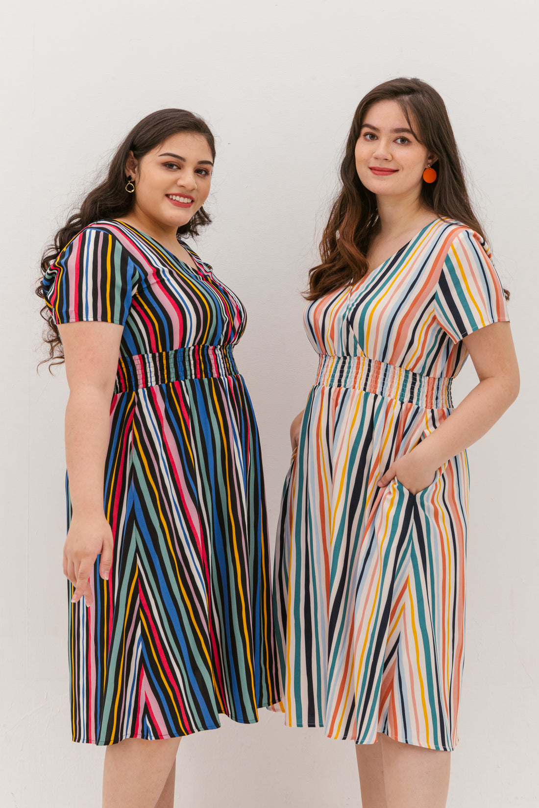 Audrey Midi Dress In Navy Stripes