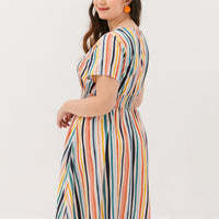 Audrey Midi Dress In Cream Stripes