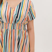 Audrey Midi Dress In Cream Stripes