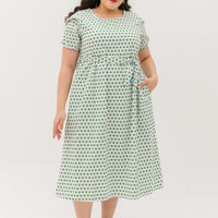 Roseanne Square Neckline Midi Dress In White Floral