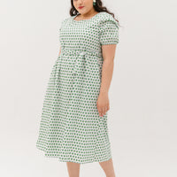 Roseanne Square Neckline Midi Dress In White Floral