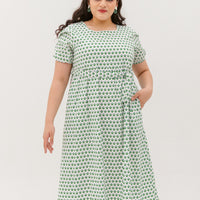 Roseanne Square Neckline Midi Dress In White Floral