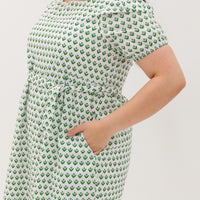 Roseanne Square Neckline Midi Dress In White Floral