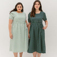 Roseanne Square Neckline Midi Dress In White Floral